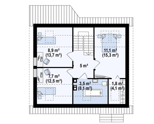 Rzut poddasza POW. 56,6 m²