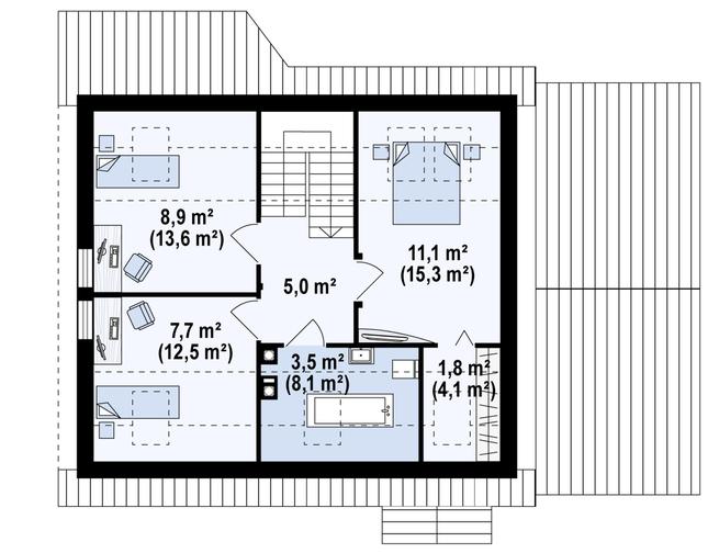 Rzut poddasza POW. 56,7 m²