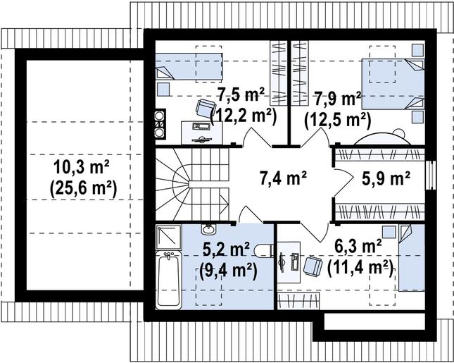 Rzut poddasza POW. 79,4 m²