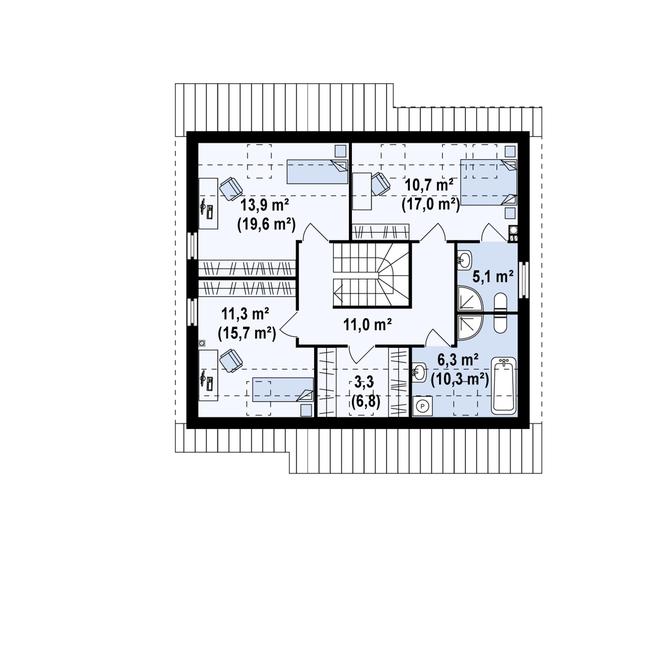 Rzut poddasza POW. 85,4 m²