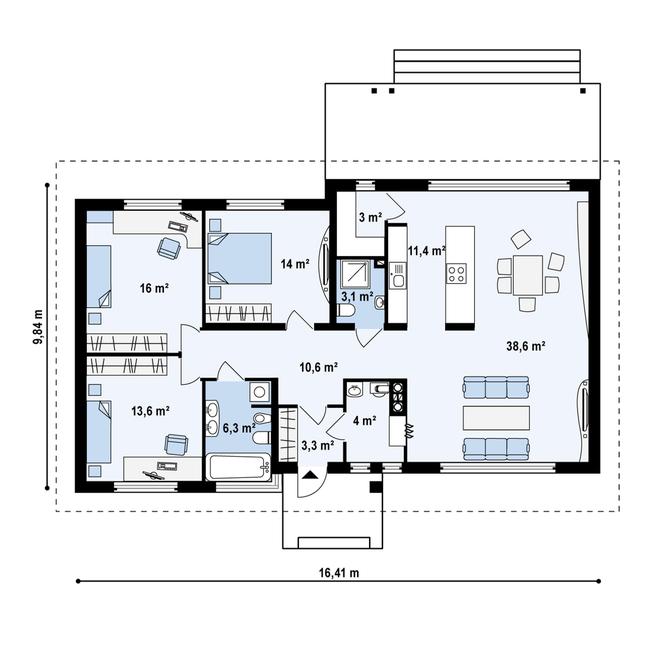 Rzut parteru POW. 122,7 m²
