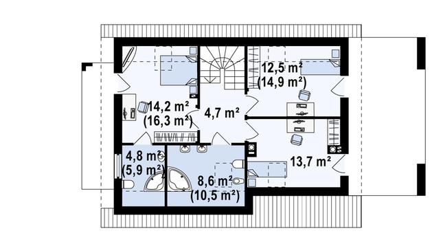 Rzut poddasza POW. 64,7 m²