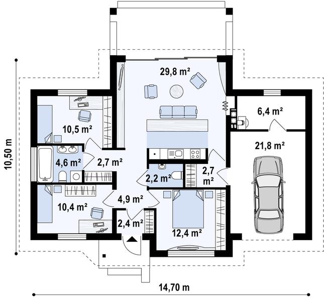 Rzut parteru POW. 109,3 m²
