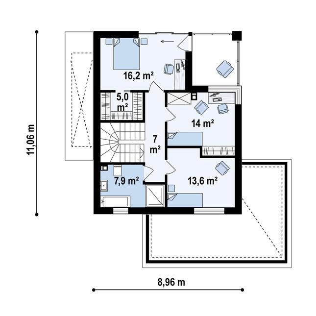 Rzut piętra POW. 64,6 m²