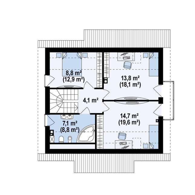 Rzut poddasza POW. 67,2 m²