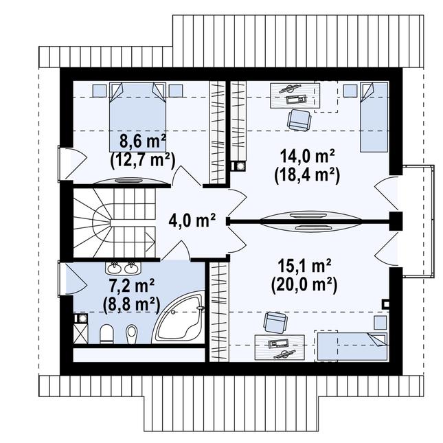 Rzut poddasza POW. 67,6 m²