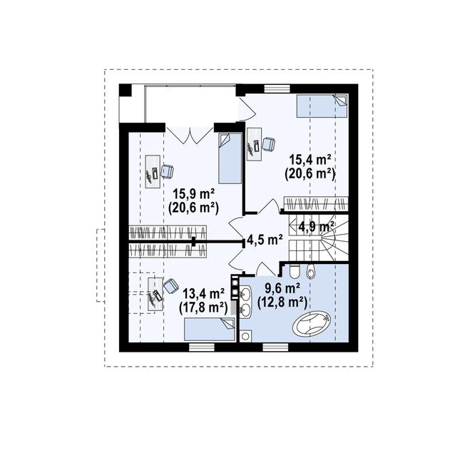 Rzut poddasza POW. 81,1 m²