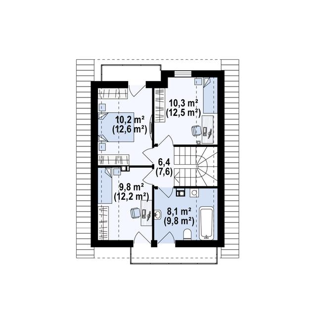 Rzut poddasza POW. 54,6 m²