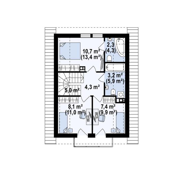 Rzut poddasza POW. 53,8 m²