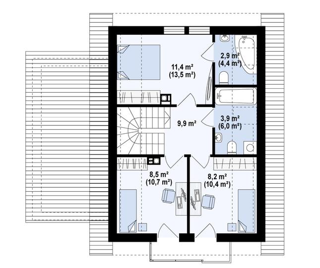 Rzut poddasza POW. 48,8 m²