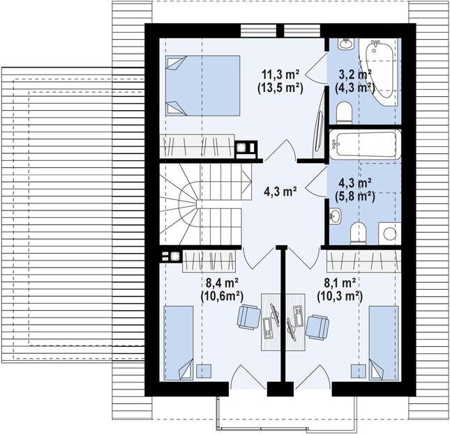 Rzut poddasza POW. 53,7 m²