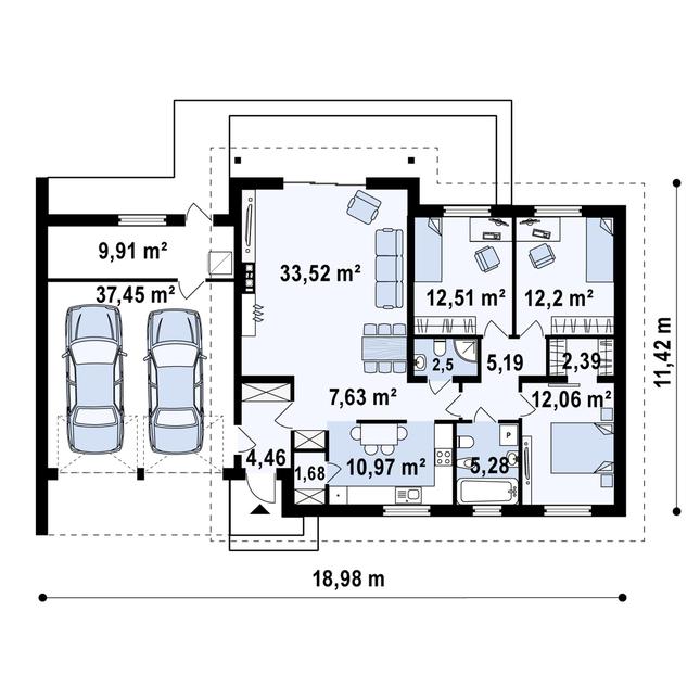 Rzut parteru POW. 157,8 m²