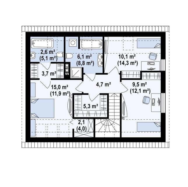 Rzut poddasza POW. 83,8 m²