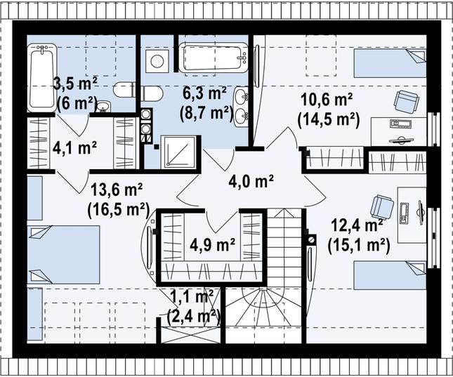 Rzut poddasza POW. 79,1 m²