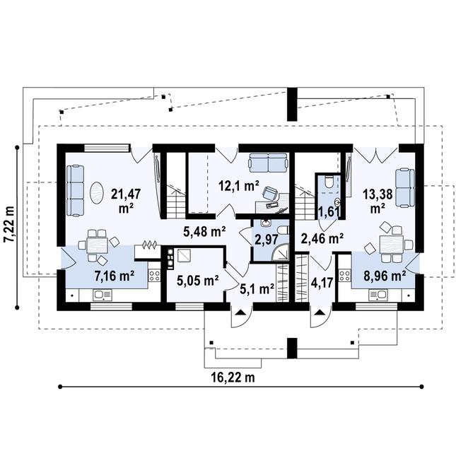 Rzut parteru POW. 90,2 m²