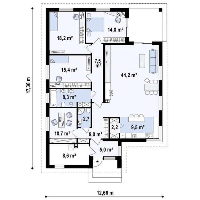 Rzut parteru POW. 155,2 m²