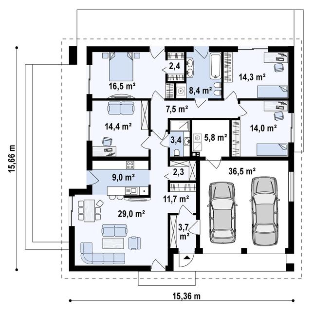 Rzut parteru POW. 178,9 m²