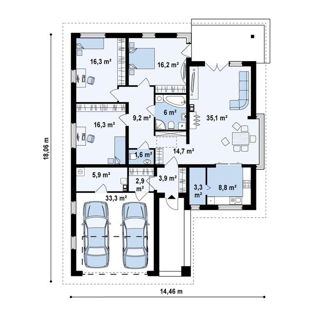 Rzut parteru POW. 164,5 m²