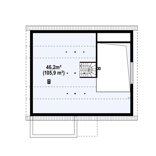 Rzut poddasza POW. 109,1 m²