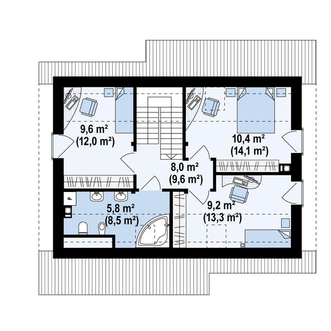 Rzut poddasza POW. 57,5 m²