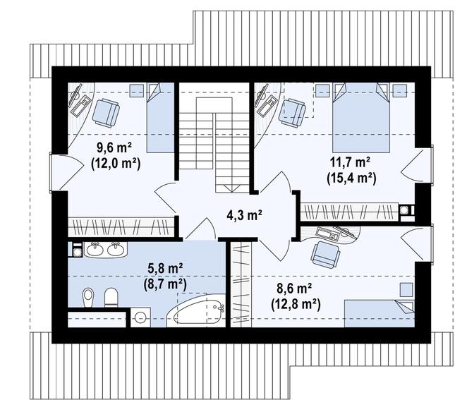 Rzut poddasza POW. 52,8 m²