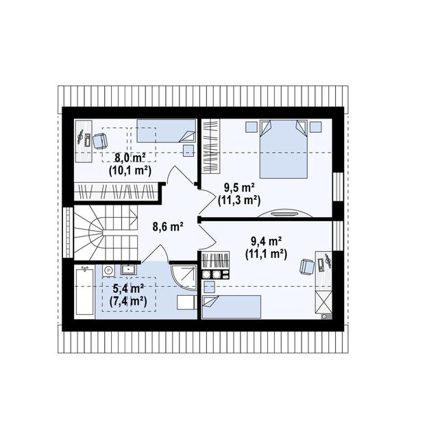 Rzut poddasza POW. 49,0 m²