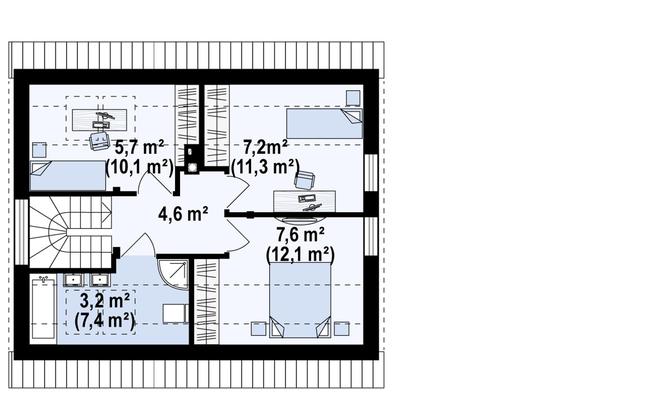 Rzut poddasza POW. 48,6 m²