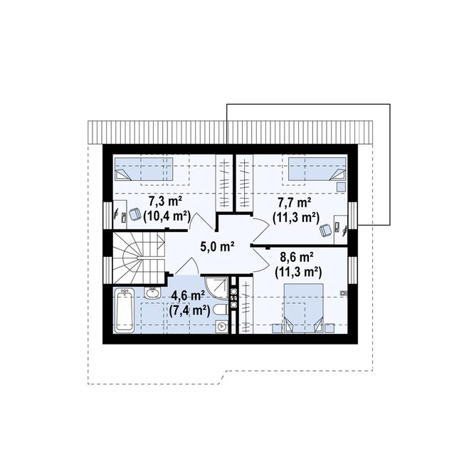 Rzut poddasza POW. 44,7 m²