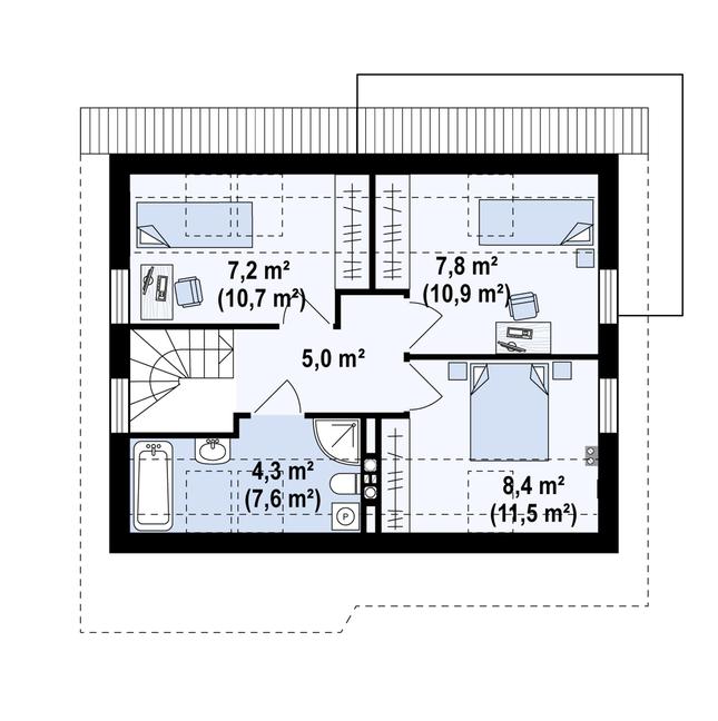 Rzut poddasza POW. 49,4 m²
