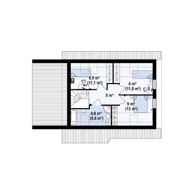 Rzut poddasza POW. 49,4 m²