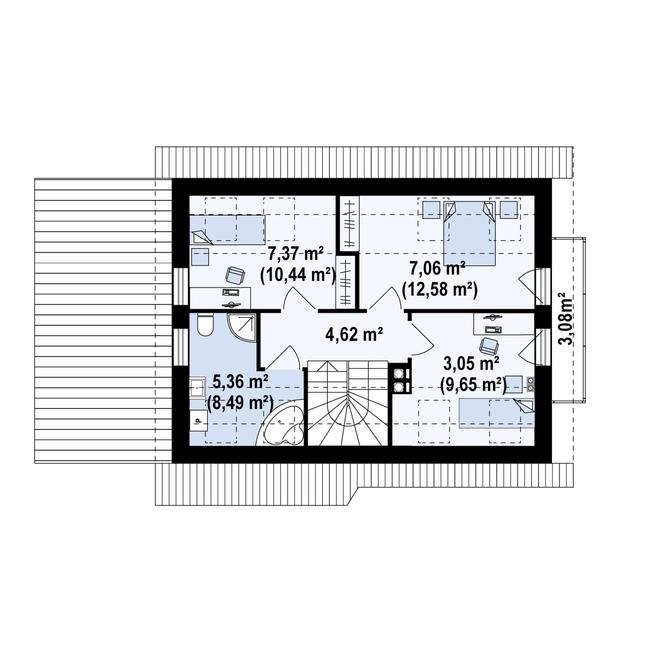 Rzut poddasza POW. 50,8 m²