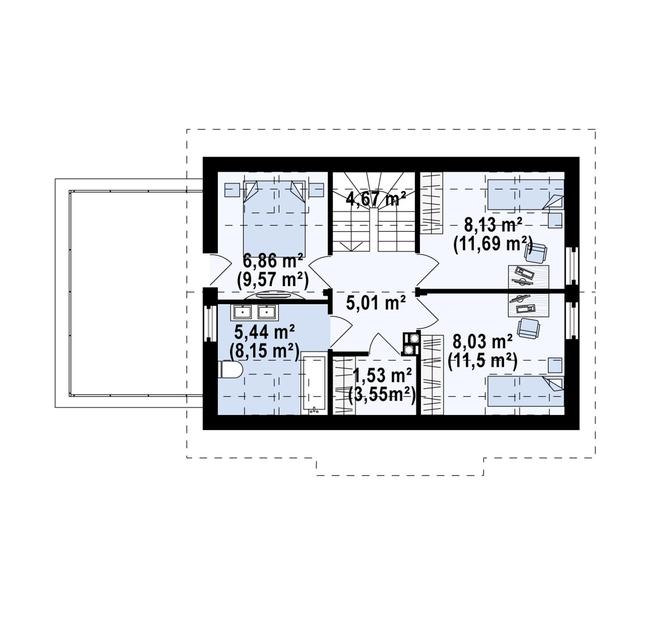 Rzut poddasza POW. 54,1 m²