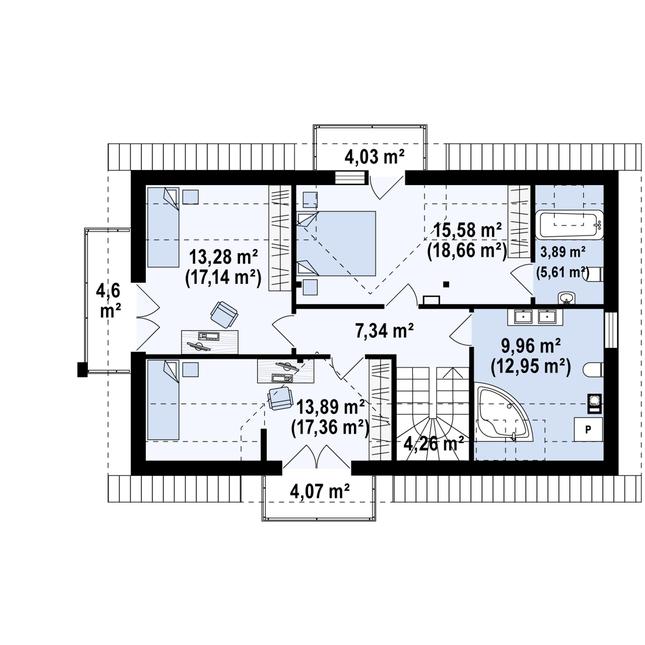 Rzut poddasza POW. 83,3 m²