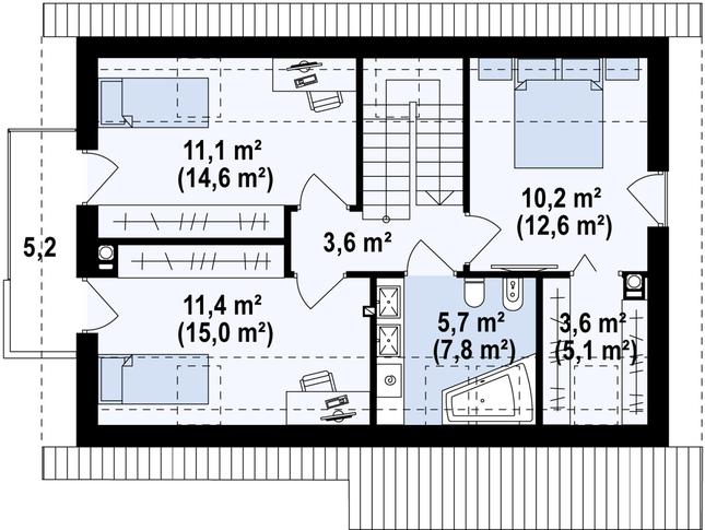 Rzut poddasza POW. 62,9 m²