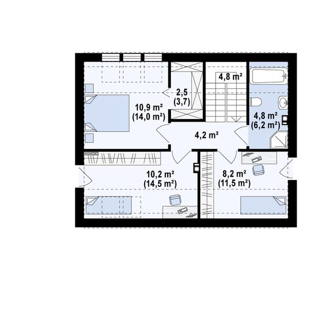 Rzut poddasza POW. 58,9 m²