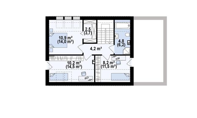 Rzut poddasza POW. 54,0 m²