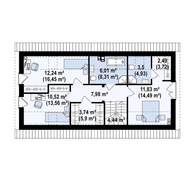 Rzut poddasza POW. 79,8 m²