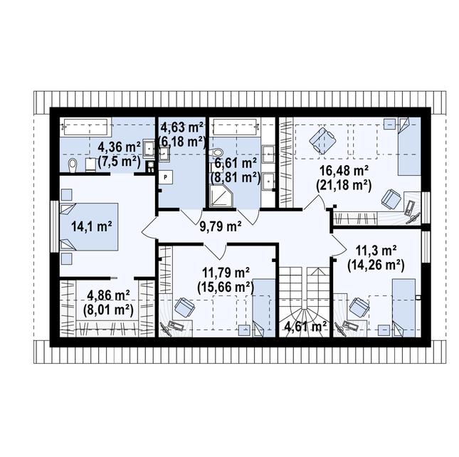 Rzut poddasza POW. 110,0 m²