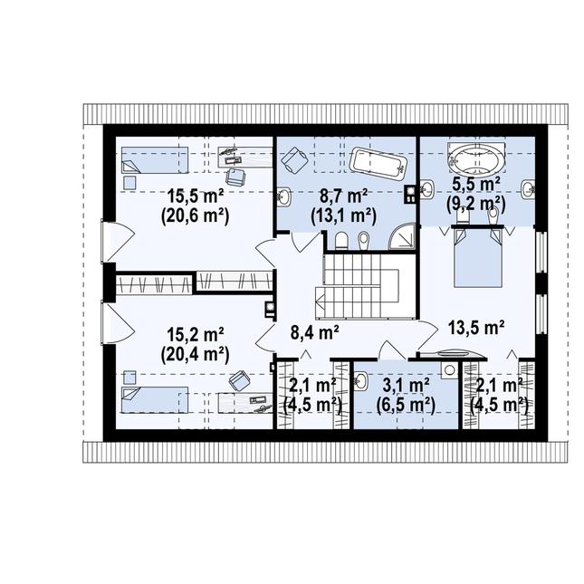 Rzut poddasza POW. 99,5 m²
