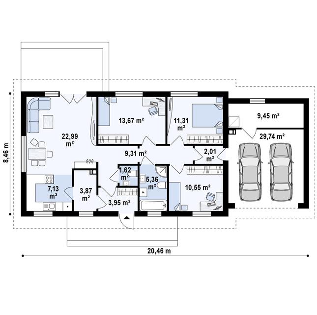 Rzut parteru POW. 131,0 m²