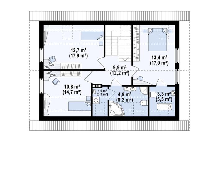 Rzut poddasza POW. 78,4 m²
