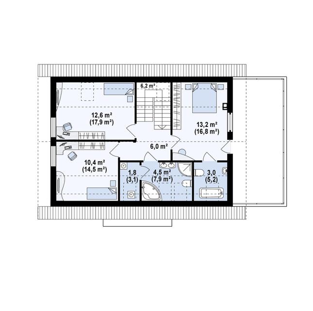 Rzut poddasza POW. 77,6 m²
