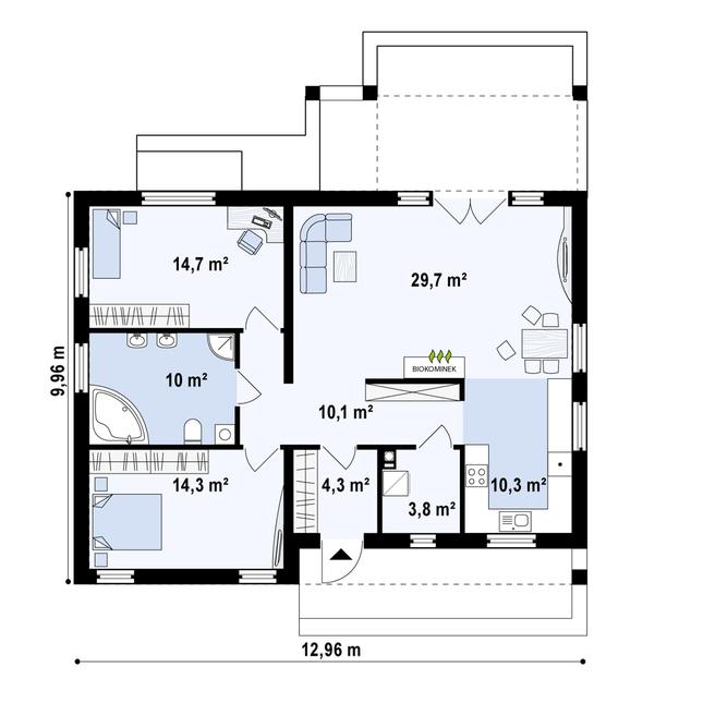 Rzut parteru POW. 97,2 m²