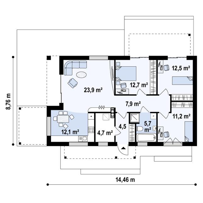 Rzut parteru POW. 95,1 m²