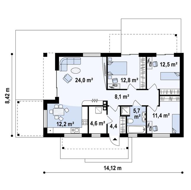 Rzut parteru POW. 95,6 m²