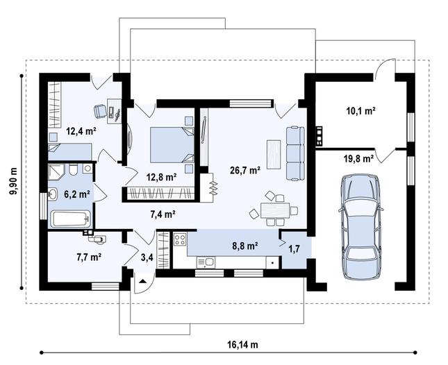 Rzut parteru POW. 115,7 m²
