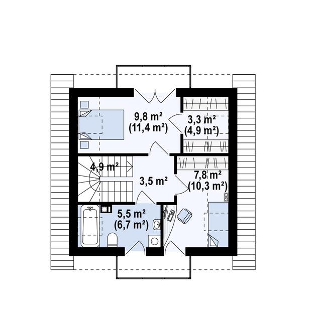 Rzut poddasza POW. 41,8 m²