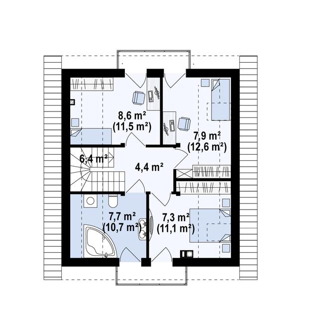 Rzut poddasza POW. 56,7 m²