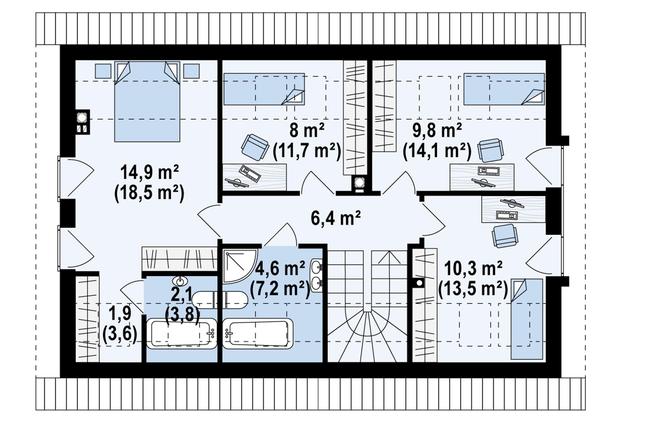 Rzut poddasza POW. 83,1 m²