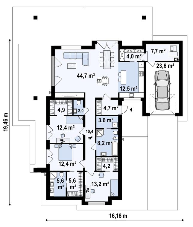 Rzut parteru POW. 179,2 m²